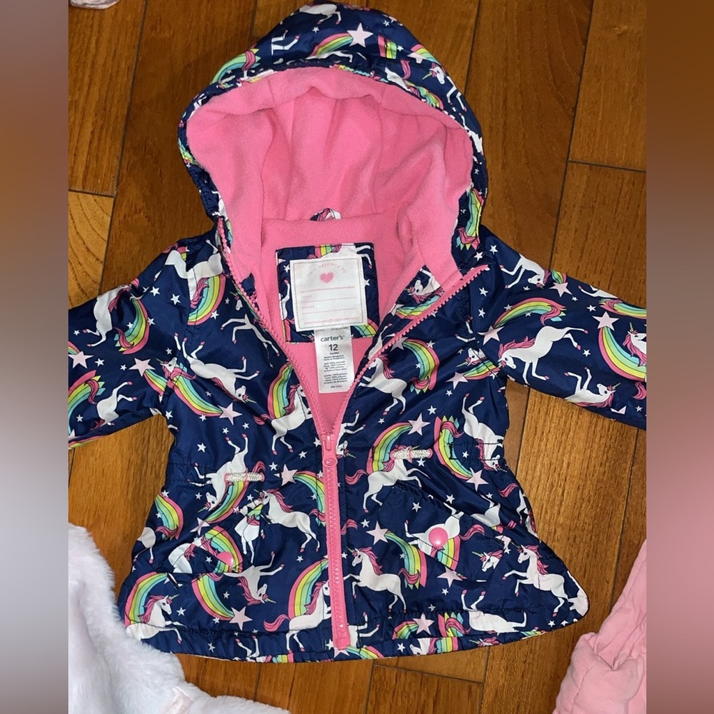 Baby Gap Soft Pink Quilted Vest Calvin Klein faux fur vest unicorn jacket 12 mo - Picture 8 of 9